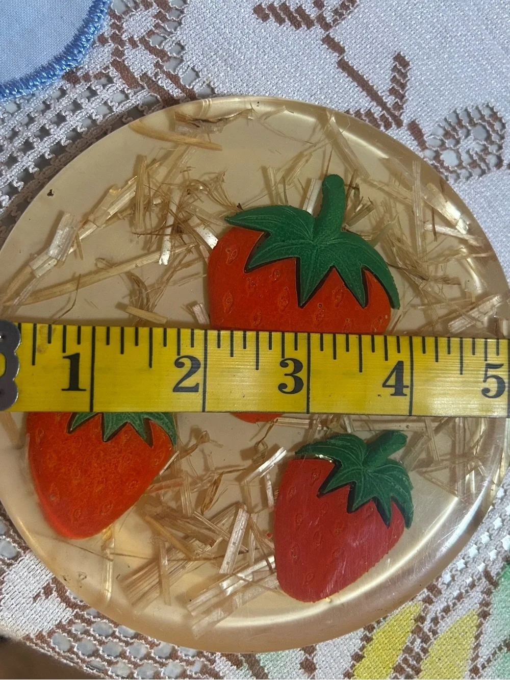 70s Vintage Lucite Trivet set with Strawberries
